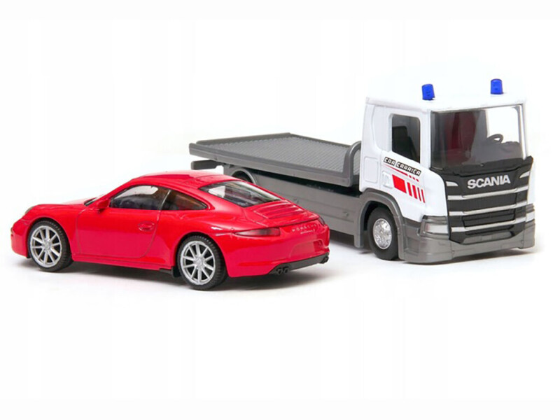 Welly odtahovka Scania P320 + Porsche 911 1:43
